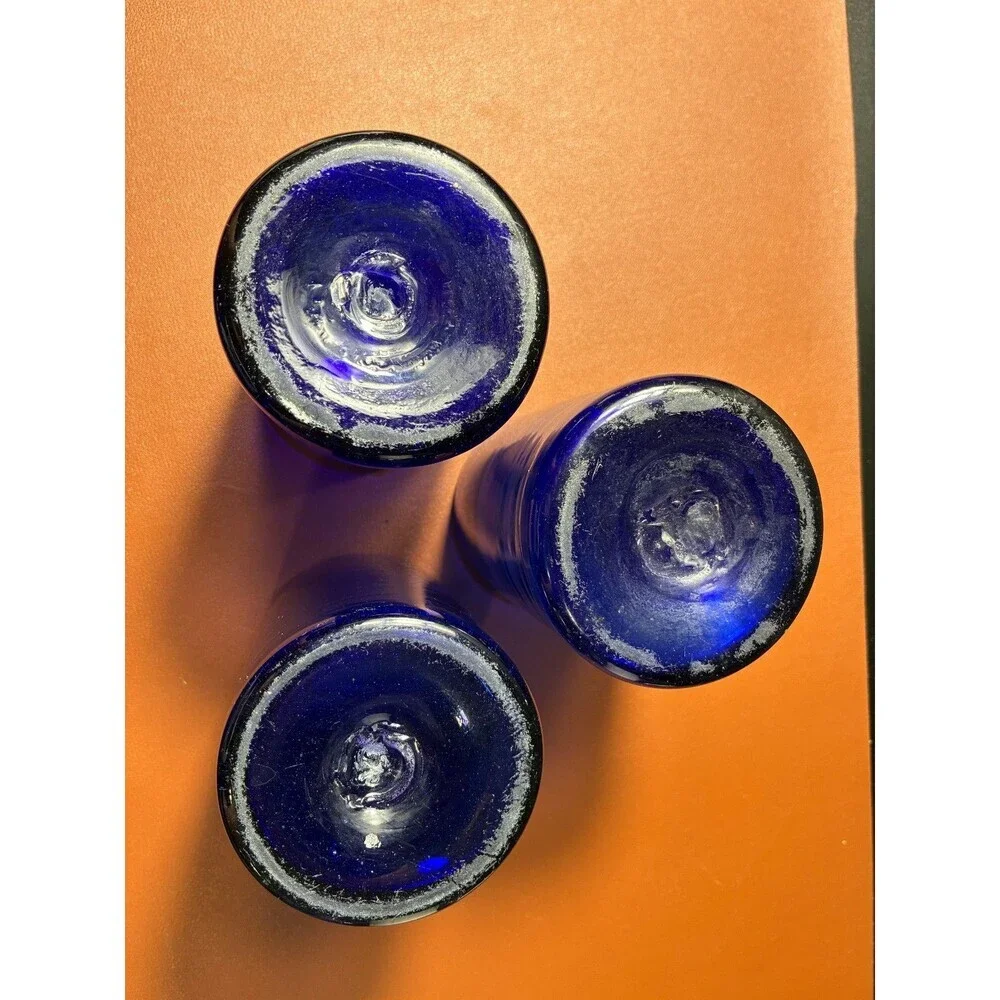 Hand Blown Mexican Cobalt Blue Tumblers 5